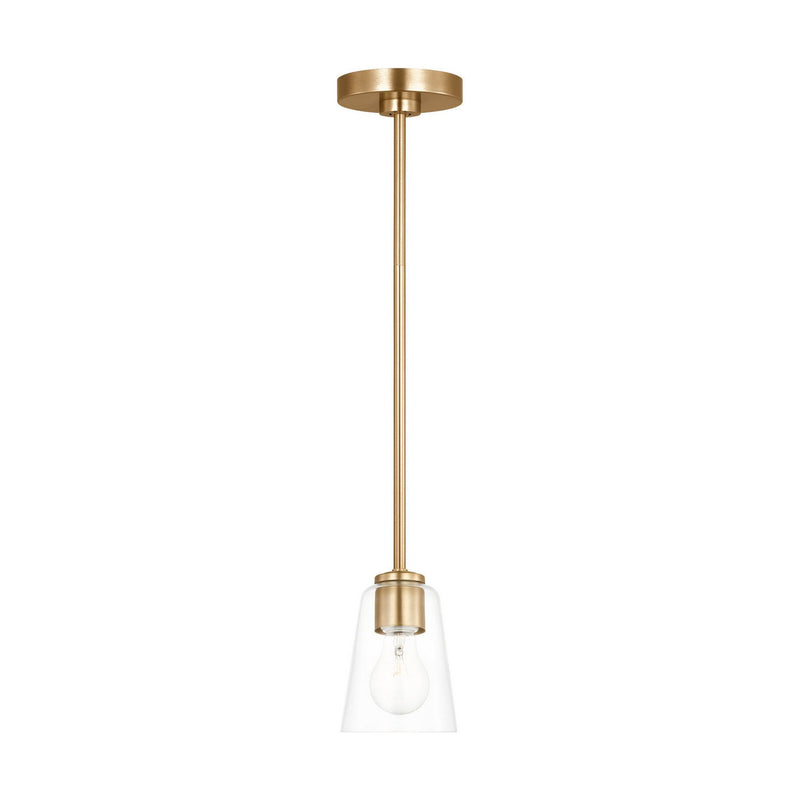 Miles Clear Glass Mini Pendant in Satin Brass