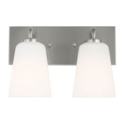 Miles 2-Light Etched Glass Bath Vanity Light in Brushed Nickel