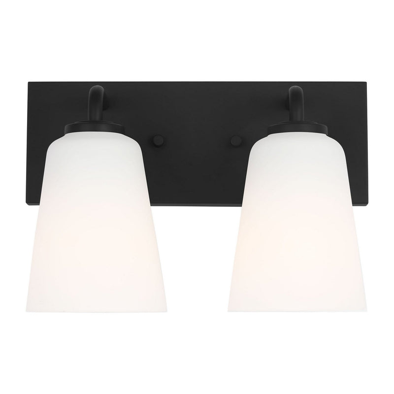 Miles 2-Light Etched Glass Bath Vanity Light in Midnight Black