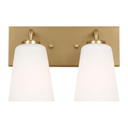 Miles 2-Light Etched Glass Bath Vanity Light in Satin Brass