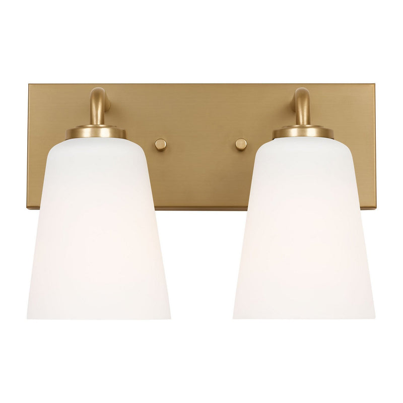 Miles 2-Light Etched Glass Bath Vanity Light in Satin Brass
