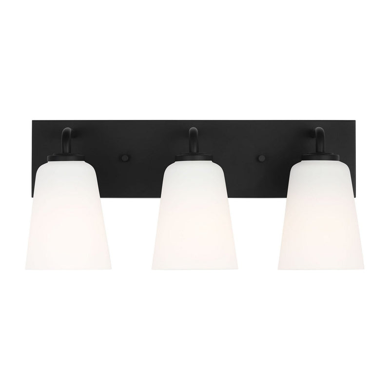 Miles 3-Light Etched Glass Bath Vanity Light in Midnight Black