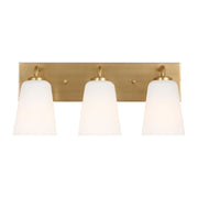 Miles 3-Light Etched Glass Bath Vanity Light in Satin Brass
