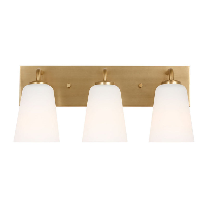 Miles 3-Light Etched Glass Bath Vanity Light in Satin Brass
