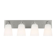Miles 4-Light Etched Glass Bath Vanity Light in Brushed Nickel