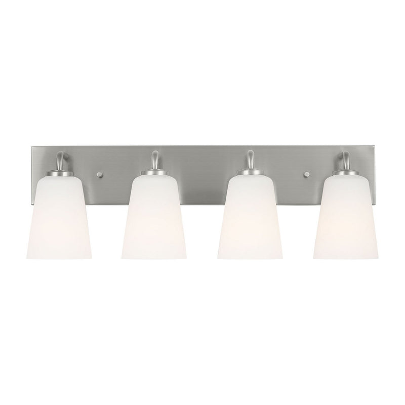 Miles 4-Light Etched Glass Bath Vanity Light in Brushed Nickel