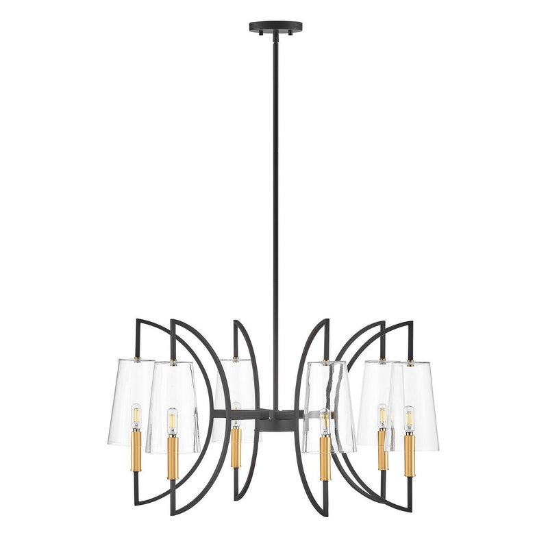 Hanley 6-Light Chandelier in Matte Black and Warm Brass
