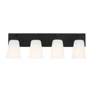 Miles 4-Light Etched Glass Bath Vanity Light in Midnight Black