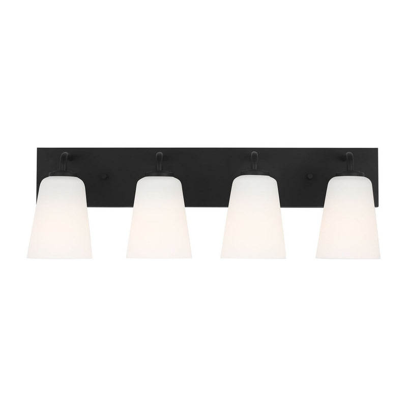 Miles 4-Light Etched Glass Bath Vanity Light in Midnight Black