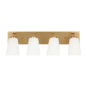 Miles 4-Light Etched Glass Bath Vanity Light in Satin Brass