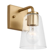 Miles Clear Glass Wall Sconce in Satin Brass