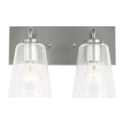 Miles 2-Light Clear Glass Bath Vanity Light in Brushed Nickel