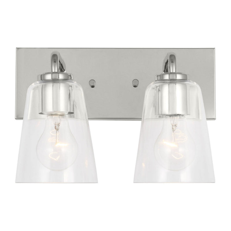 Miles 2-Light Clear Glass Bath Vanity Light in Chrome