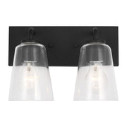 Miles 2-Light Clear Glass Bath Vanity Light in Midnight Black