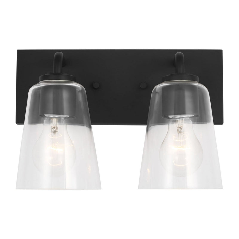 Miles 2-Light Clear Glass Bath Vanity Light in Midnight Black