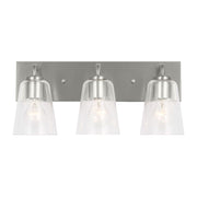 Miles 3-Light Clear Glass Bath Vanity Light in Brushed Nickel