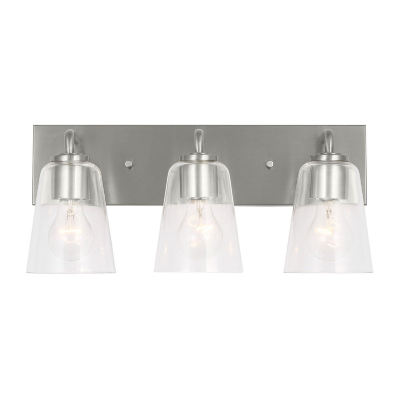 Miles 3-Light Clear Glass Bath Vanity Light in Brushed Nickel