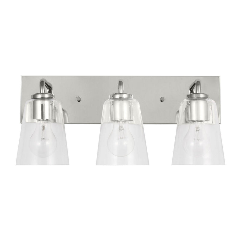 Miles 3-Light Clear Glass Bath Vanity Light in Chrome