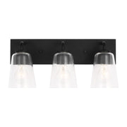 Miles 3-Light Clear Glass Bath Vanity Light in Midnight Black