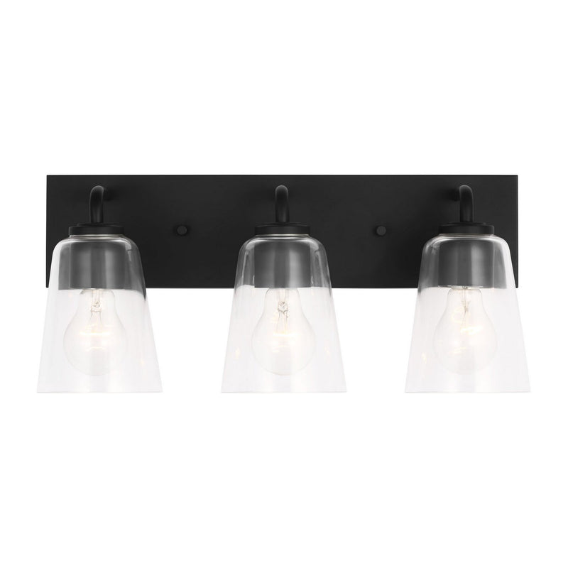 Miles 3-Light Clear Glass Bath Vanity Light in Midnight Black