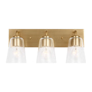 Miles 3-Light Clear Glass Bath Vanity Light in Satin Brass