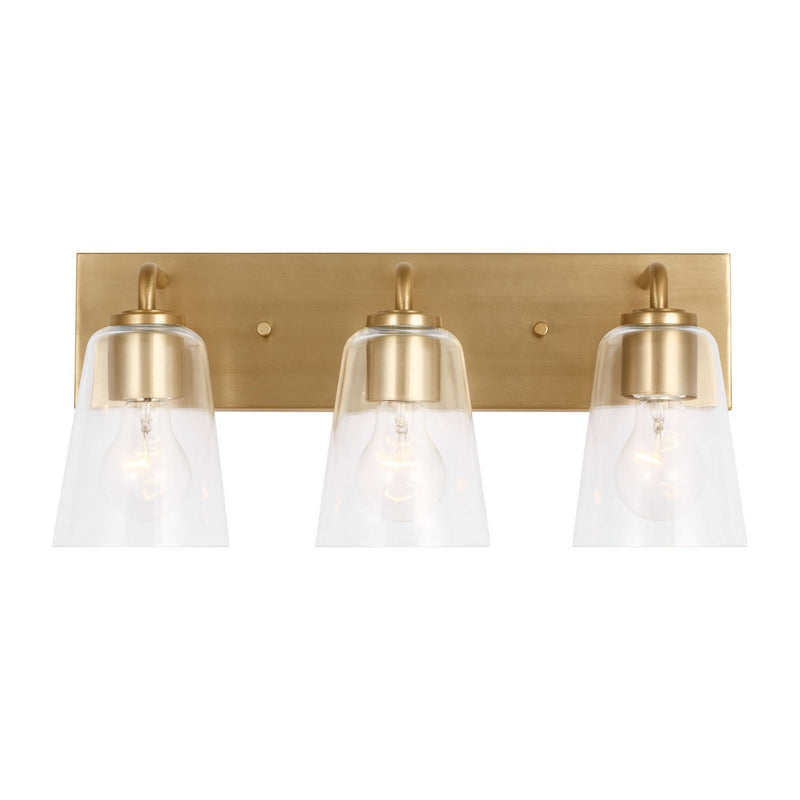 Miles 3-Light Clear Glass Bath Vanity Light in Satin Brass