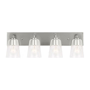 Miles 4-Light Clear Glass Bath Vanity Light in Brushed Nickel
