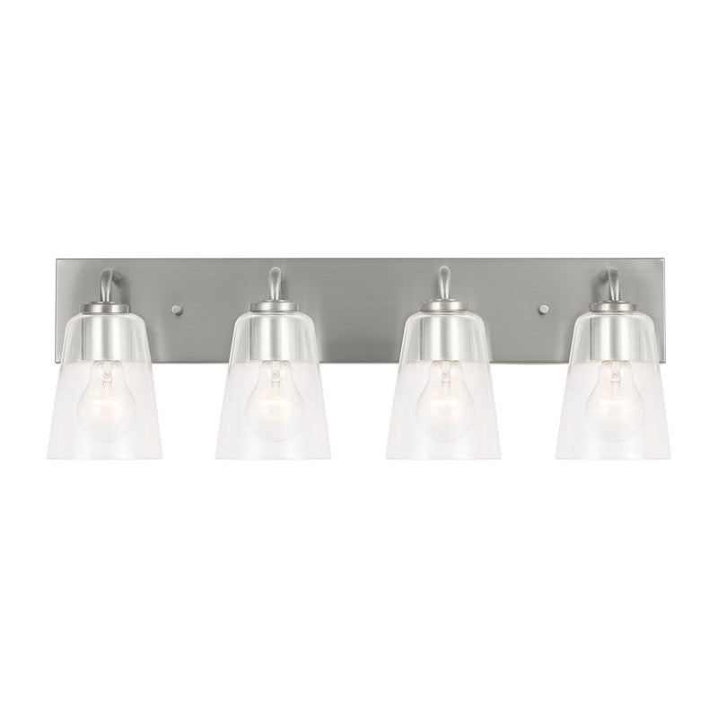 Miles 4-Light Clear Glass Bath Vanity Light in Brushed Nickel