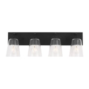 Miles 4-Light Clear Glass Bath Vanity Light in Midnight Black
