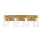 Miles 4-Light Clear Glass Bath Vanity Light in Satin Brass