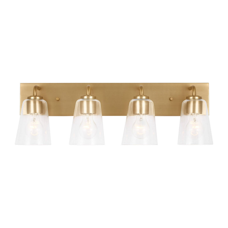 Miles 4-Light Clear Glass Bath Vanity Light in Satin Brass