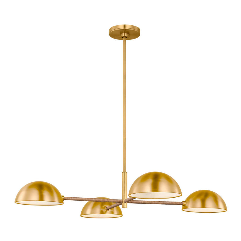 Balleroy 4-Light Large Chandelier in Burnished Brass