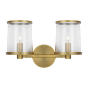 Reynolds Medium 2-Light Bath Vanity Light in Time Worn Brass
