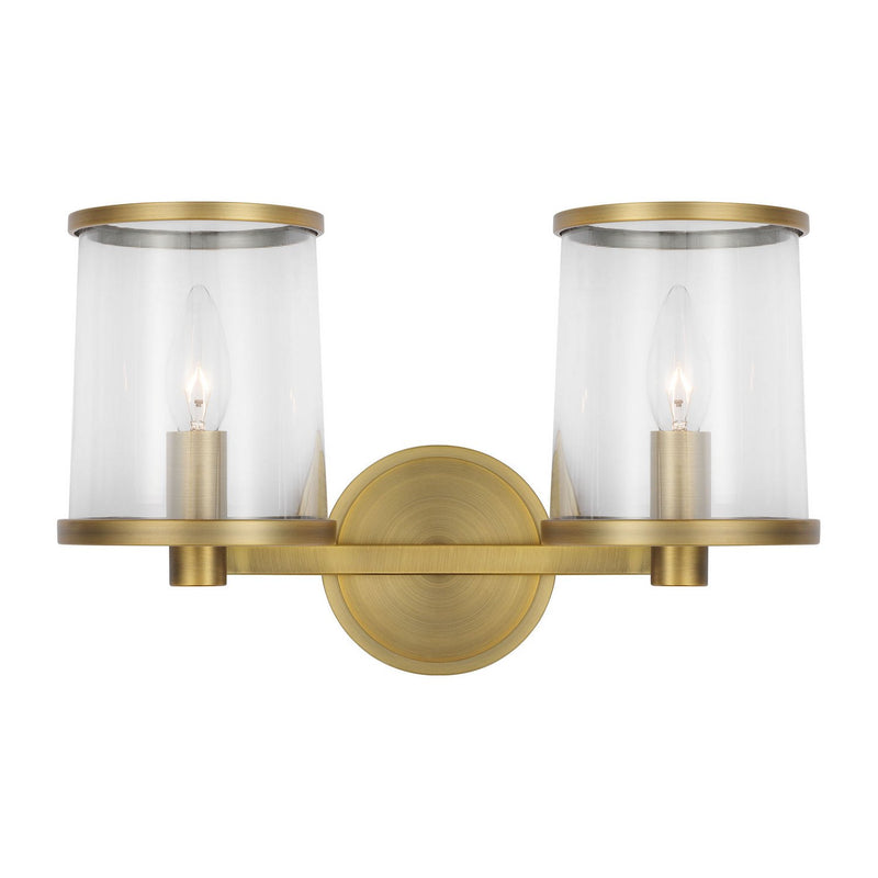 Reynolds Medium 2-Light Bath Vanity Light in Time Worn Brass