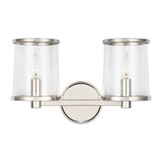 Reynolds Medium 2-Light Bath Vanity Light in Polished Nickel
