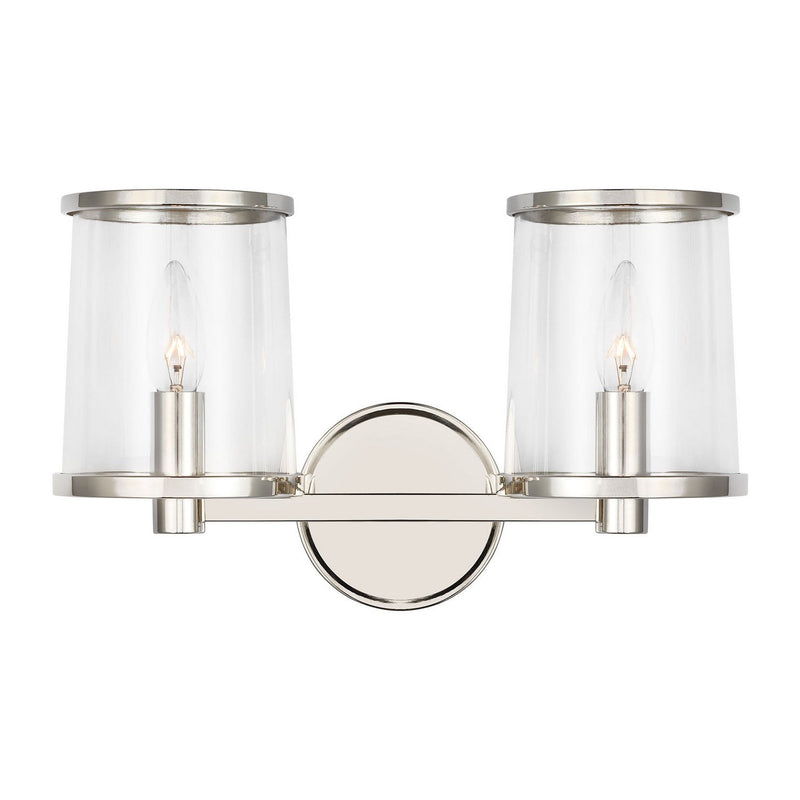 Reynolds Medium 2-Light Bath Vanity Light in Polished Nickel