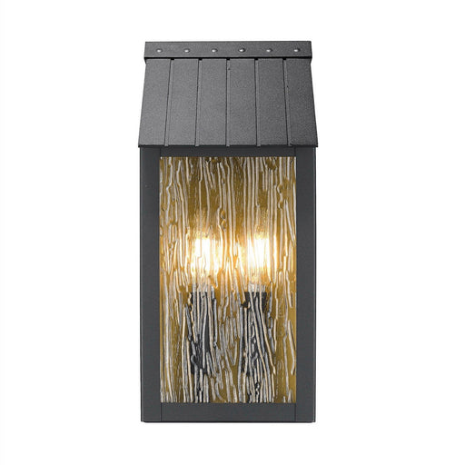 Point 2-Light Small Outdoor Wall Lantern in Black and Brass