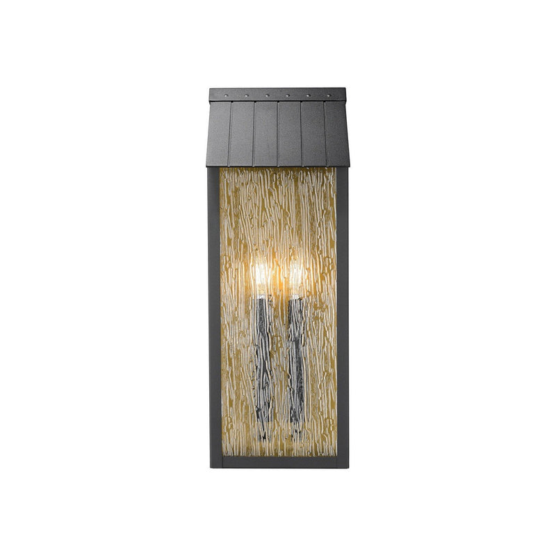 Point 2-Light Large Outdoor Wall Lantern in Black and Brass