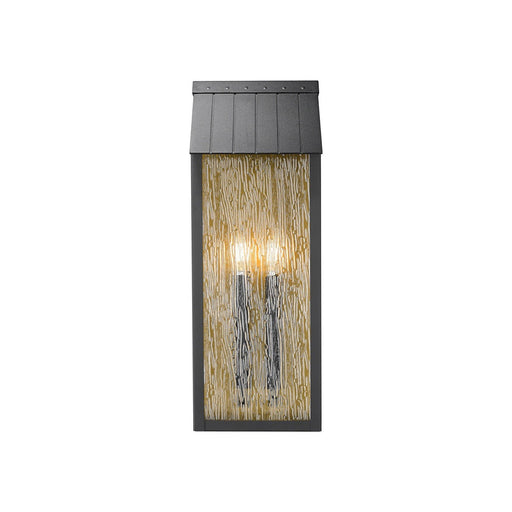 Point 2-Light Large Outdoor Wall Lantern in Black and Brass