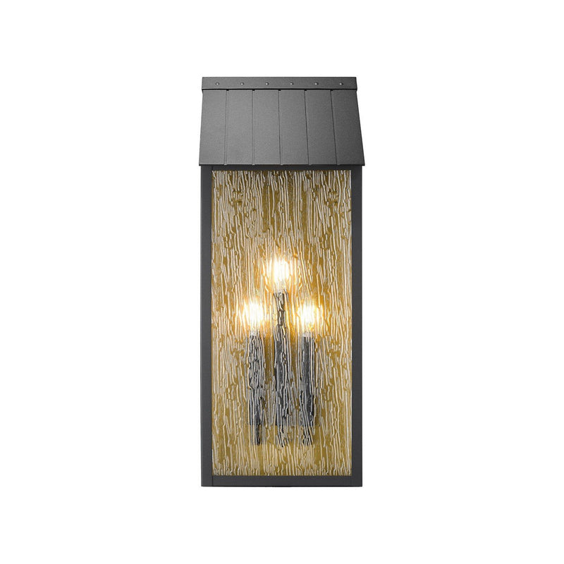 Point 3-Light Outdoor Wall Lantern in Black and Brass