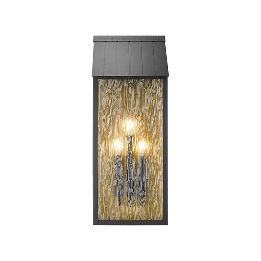 Point 3-Light Outdoor Wall Lantern in Black and Brass