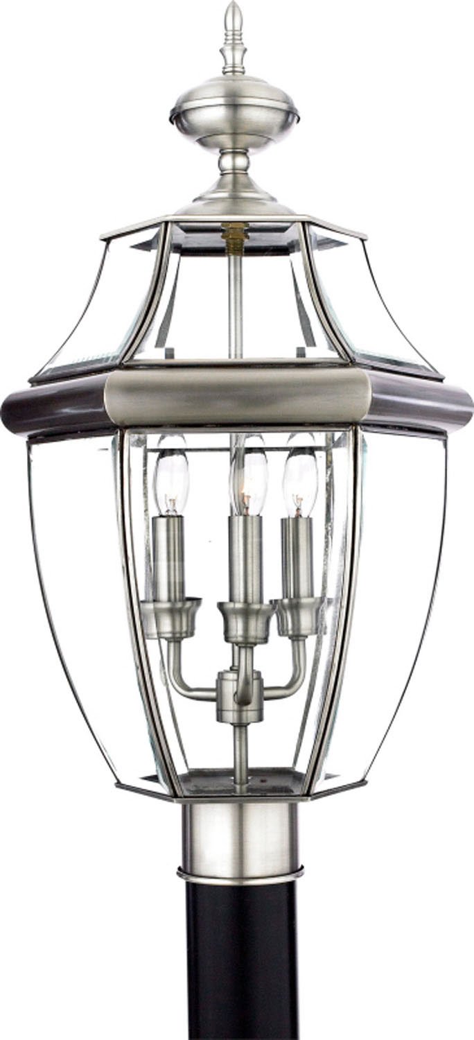 Newbury 3-Light Outdoor Post Lantern in Pewter