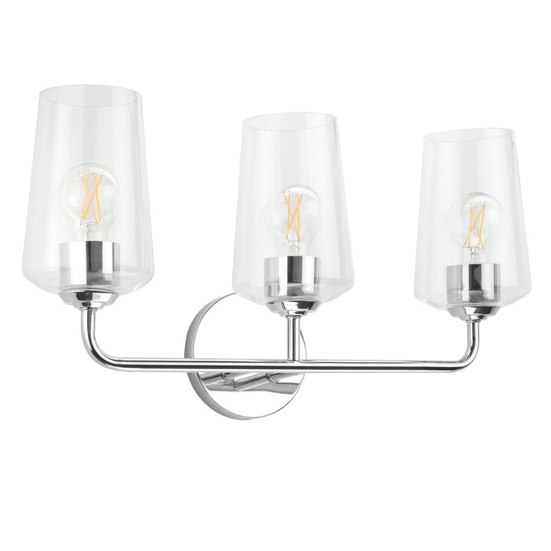 Celino 3-Light Clear Glass Bath Vanity Light in Polished Chrome