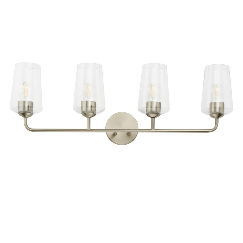 Celino 4-Light Clear Glass Bath Vanity Light in Brushed Nickel