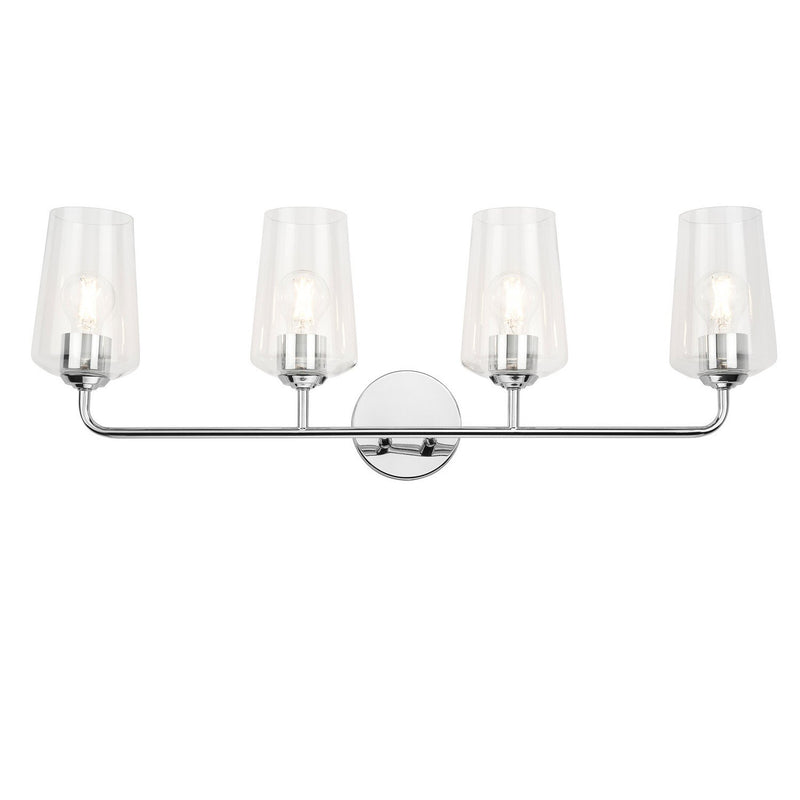 Celino 4-Light Clear Glass Bath Vanity Light in Polished Chrome