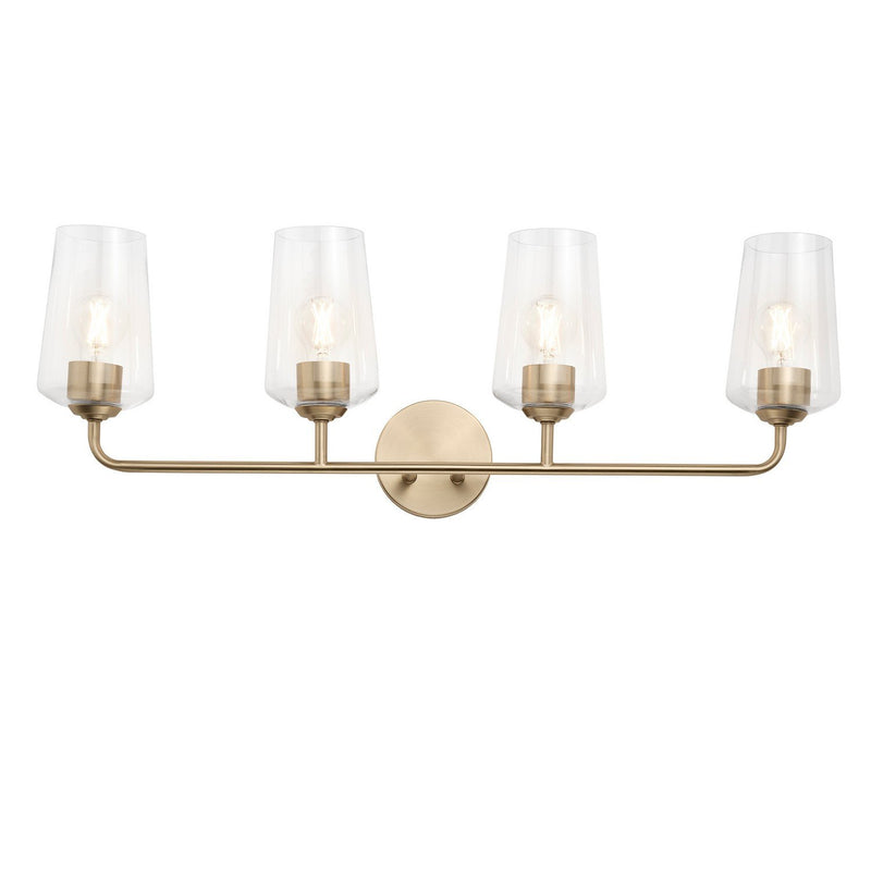 Celino 4-Light Clear Glass Bath Vanity Light in Champagne Bronze