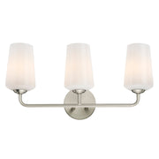 Celino 3-Light White Glass Bath Vanity Light in Brushed Nickel