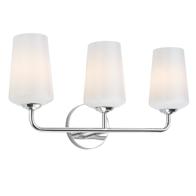 Celino 3-Light White Glass Bath Vanity Light in Polished Chrome
