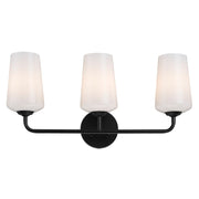 Celino 3-Light White Glass Bath Vanity Light in Black