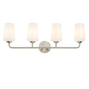 Celino 4-Light White Glass Bath Vanity Light in Brushed Nickel